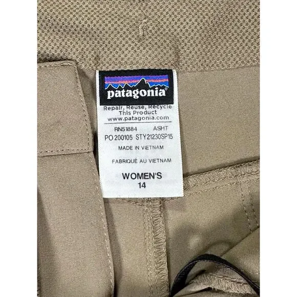 Patagonia Happy Hike Shorts 5" Womens 14 Ash Tan Outdoor Hiking 50+ UPF Gorpcore - Picture 2 of 7